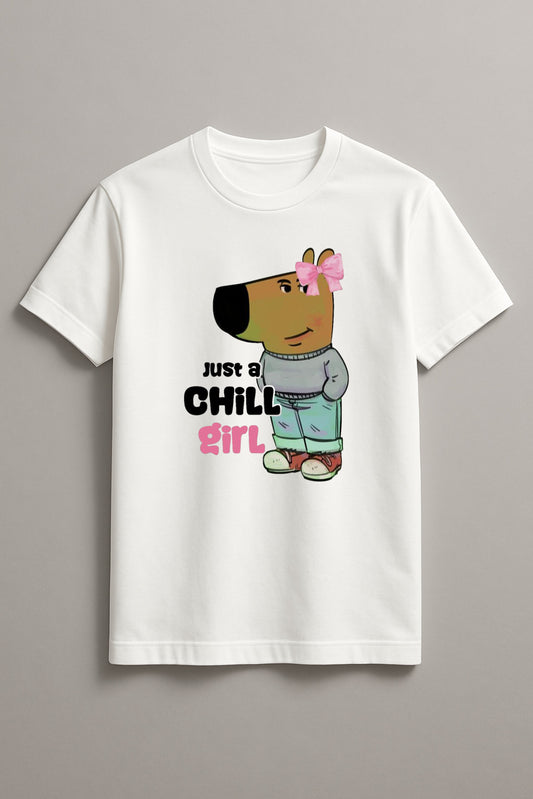 Chill Girl Women's Graphic T-Shirt Cotton Round Neck