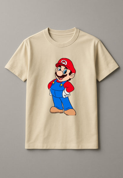 Unisex Classic Mario Graphic Printed Round Neck Cotton T Shirt