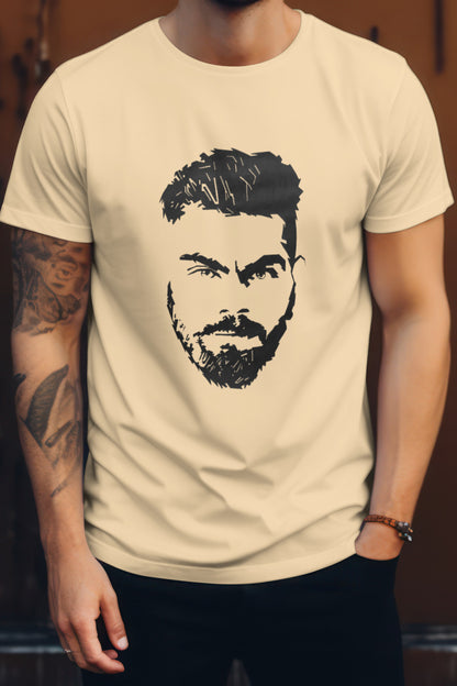 Unisex Retro Kohli Graphic Printed Round Neck Cotton T Shirt