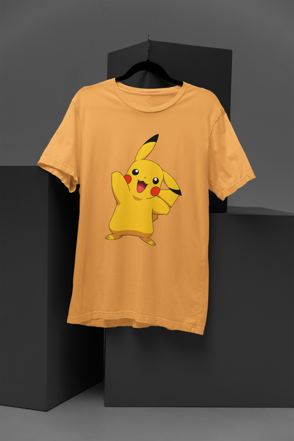 Unisex Pikachu Graphic Printed Round Neck Cotton T Shirt