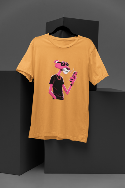 Unisex Pink panther Graphic Printed Round Neck Cotton T Shirt