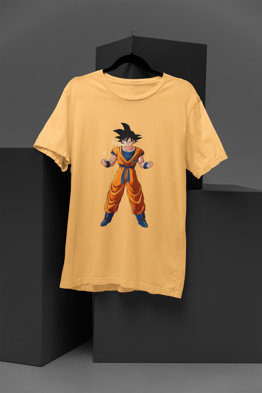 Unisex Determined Goku Graphic Printed Round Neck Cotton T Shirt