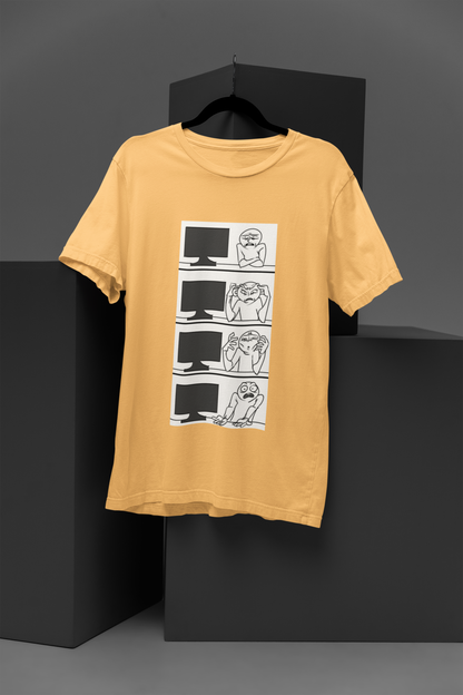 Unisex Computer Guy Graphic Printed Round Neck Cotton T Shirt