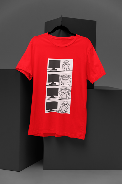 Unisex Computer Guy Graphic Printed Round Neck Cotton T Shirt
