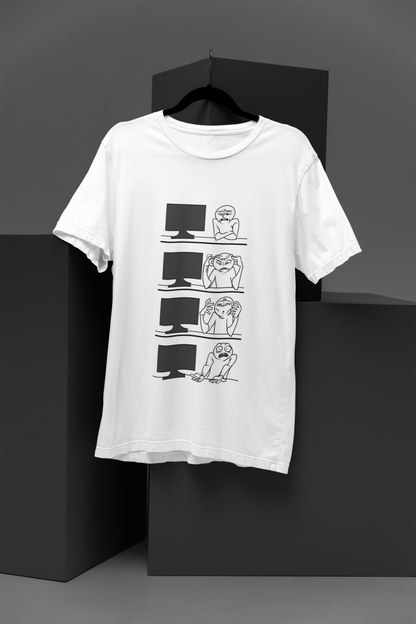 Unisex Computer Guy Graphic Printed Round Neck Cotton T Shirt