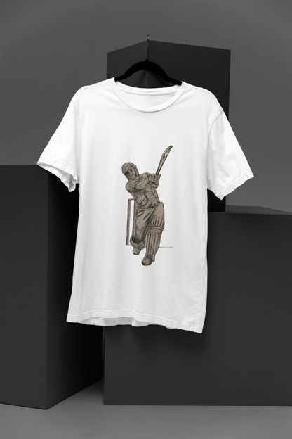 FOMO Fashions Dhoni T Shirt with Captain Cool graphic cricket fan print on beige tee