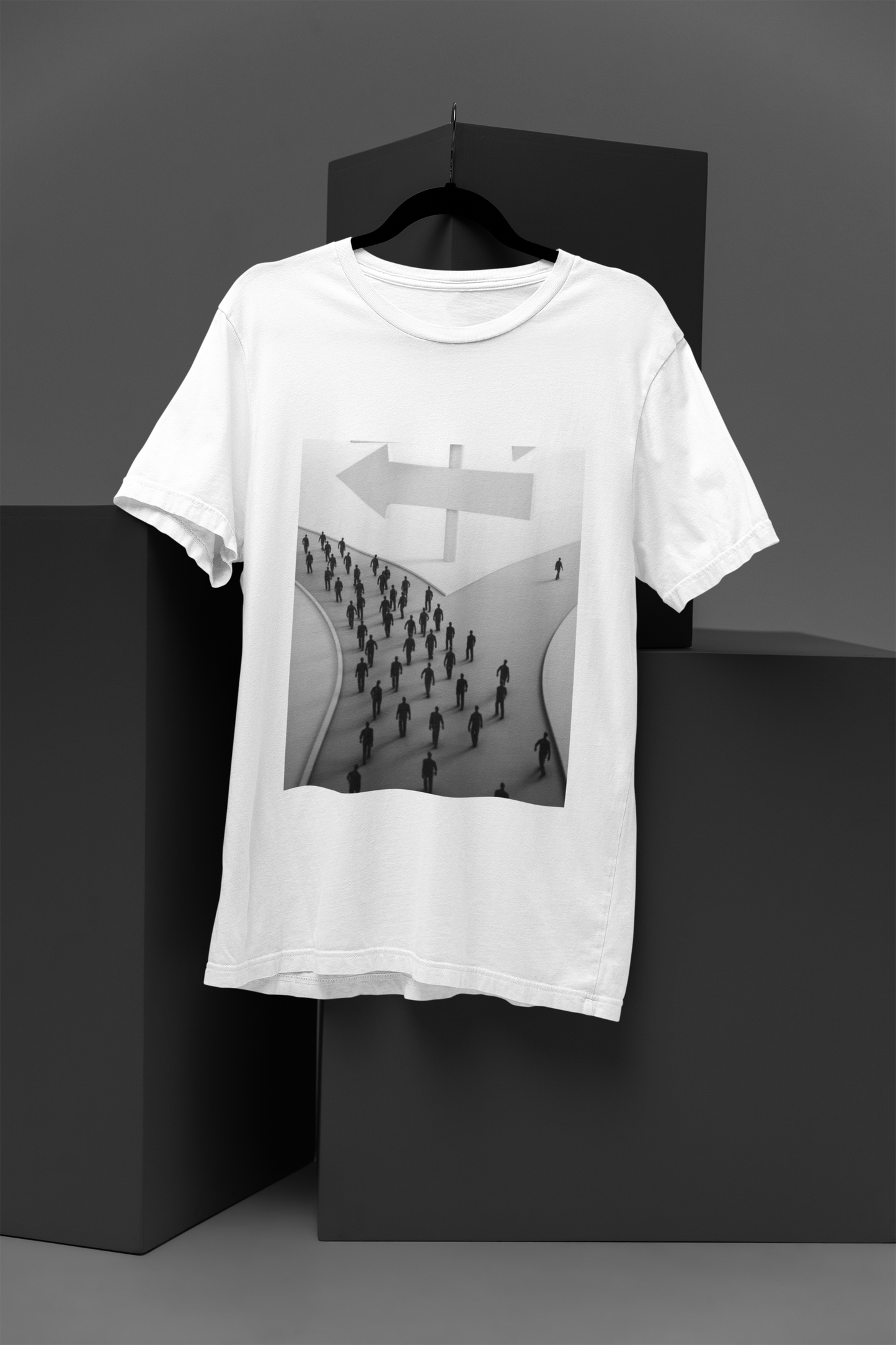 Unisex Different Direction Graphic Printed Round Neck Cotton T Shirt