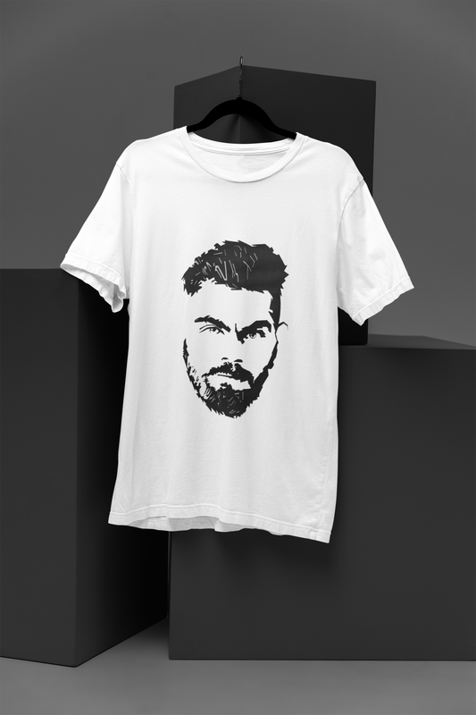 FOMO Fashions Retro Kohli T Shirt red tee featuring retro-inspired Captain Kohli cricket graphic