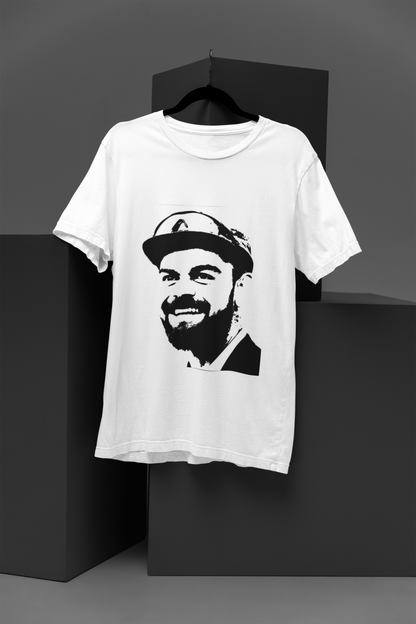 FOMO Fashions white T-shirt front with Kohli graphic print
