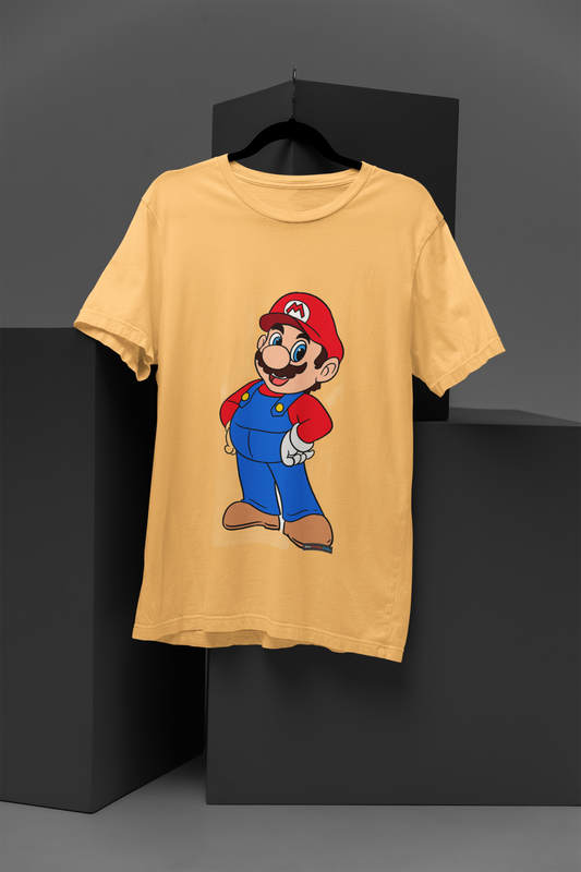 Unisex Classic Mario Graphic Printed Round Neck Cotton T Shirt