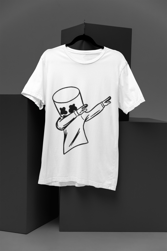 FOMO Fashions Silly Marshmallow T Shirt white tee with dabbing marshmallow character print