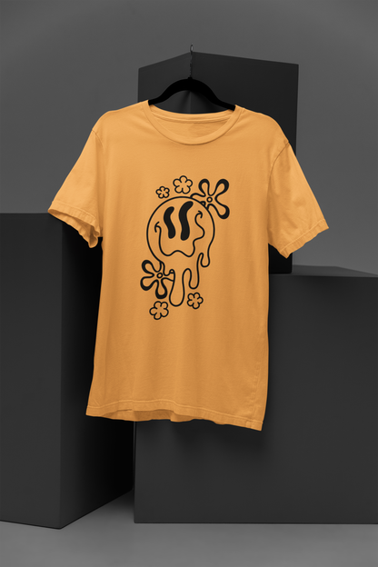 Unisex Melting Emoji Graphic Printed Round Neck Cotton T Shirt