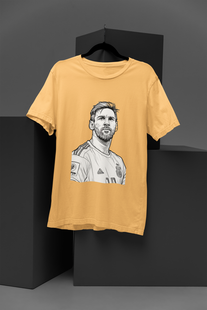 Unisex Messi Graphic Printed Round Neck Cotton T Shirt