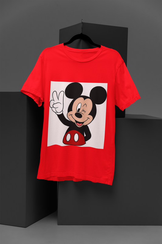 Unisex Witty Mickey Mouse Graphic Printed Round Neck Cotton T Shirt
