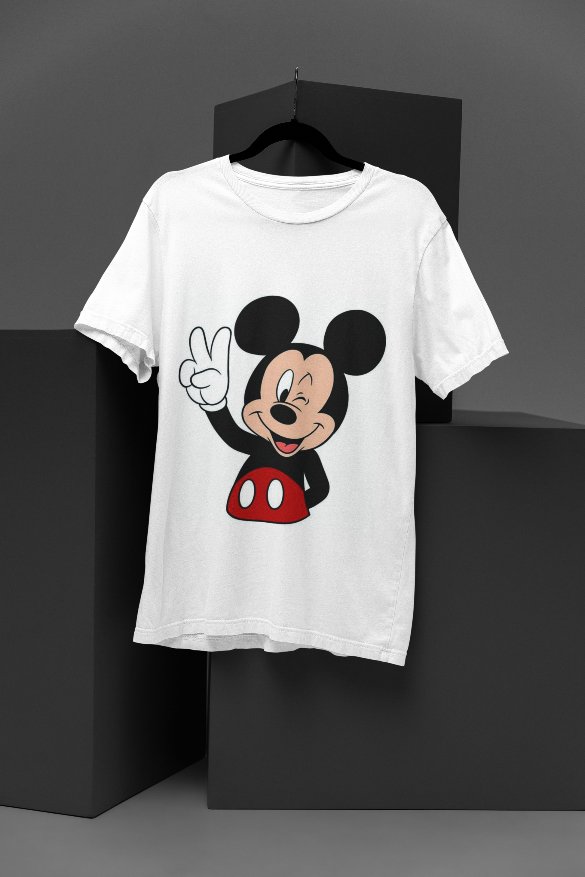 FOMO Fashions Witty Mickey Mouse T Shirt white tee with classic Mickey smiling face print