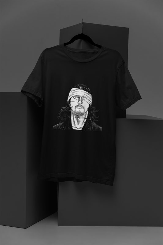 FOMO Fashions Pirate Guy T Shirt black tee with whimsical pirate character graphic design