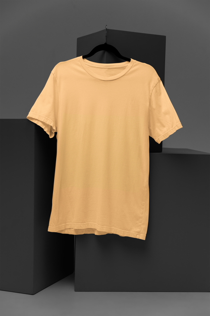 FOMO Fashions plain beige T-shirt front template on blank background