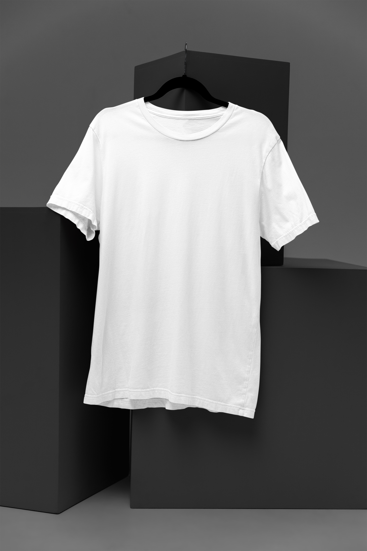 FOMO Fashions plain white T-shirt front template on blank background