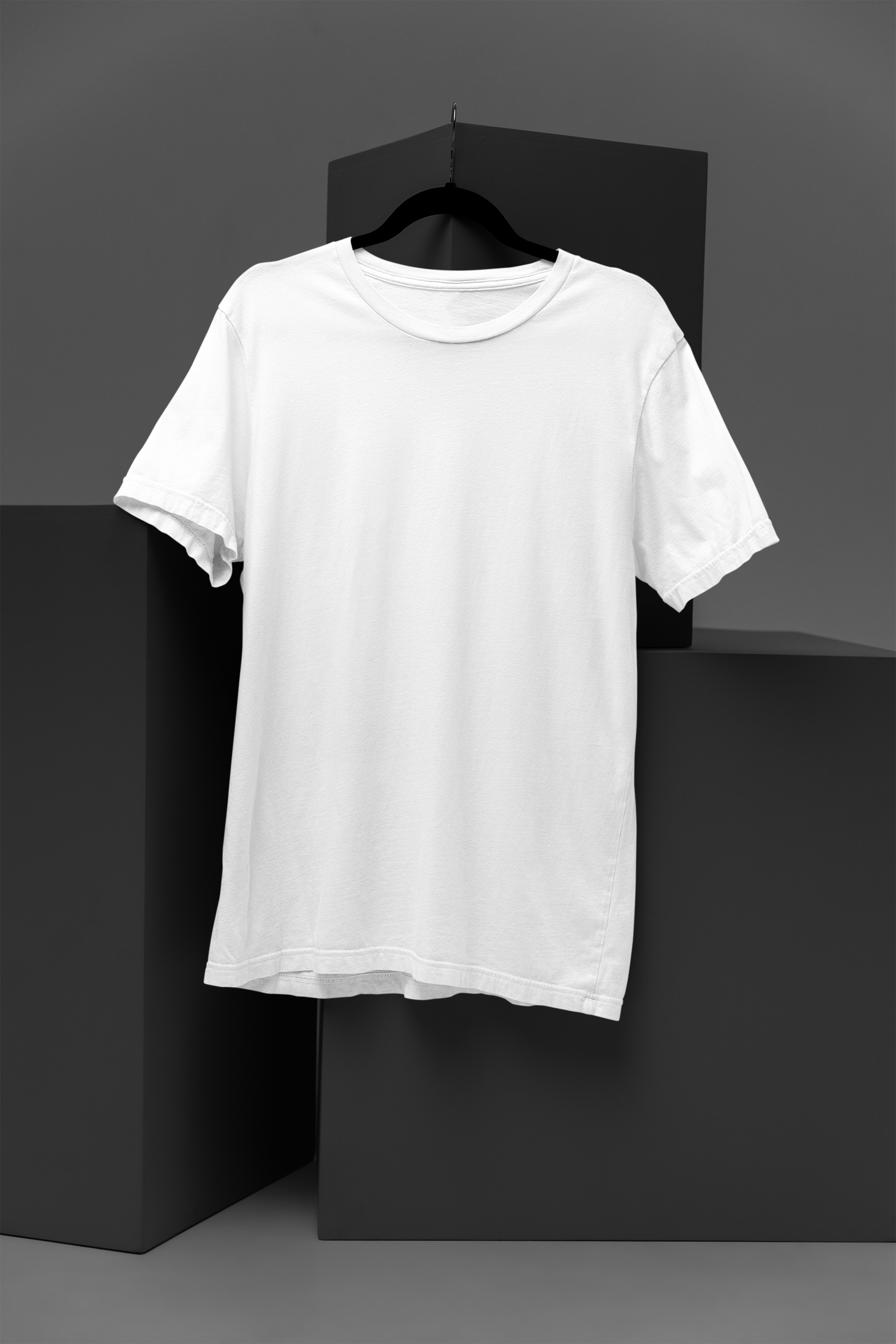 FOMO Fashions plain white T-shirt front template on blank background