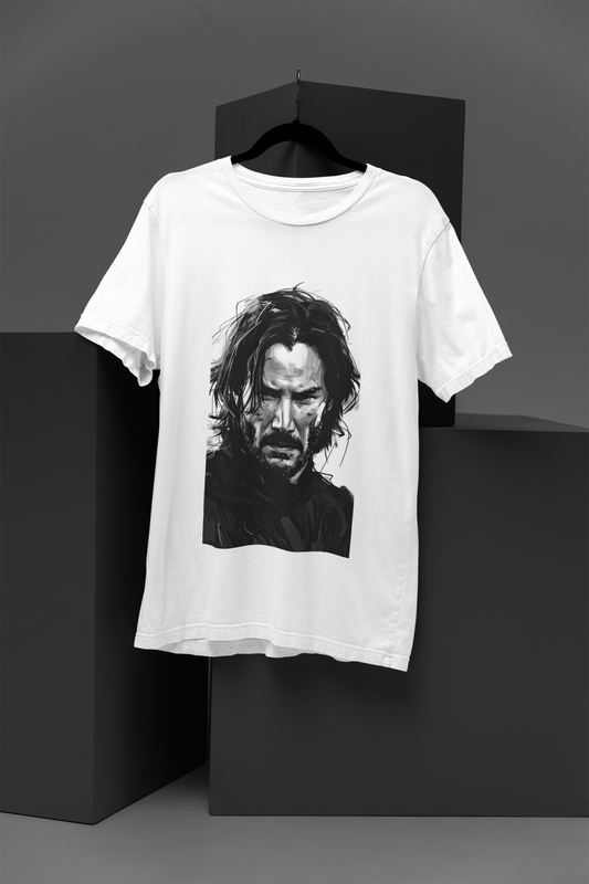 Unisex Edgy John Wick hai Graphic Printed Round Neck Cotton T Shirt