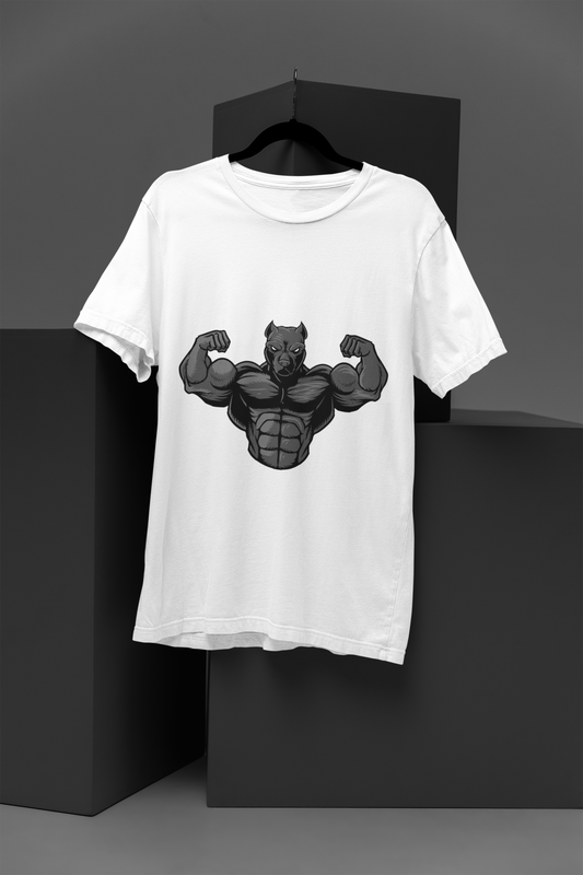 Unisex Strong pitbull Graphic Printed Round Neck Cotton T Shirt