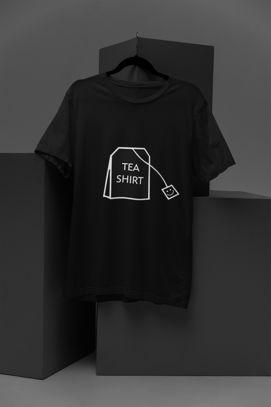 FOMO Fashions Tea Shirt T Shirt black cotton tee with playful tea‑spell pun graphic