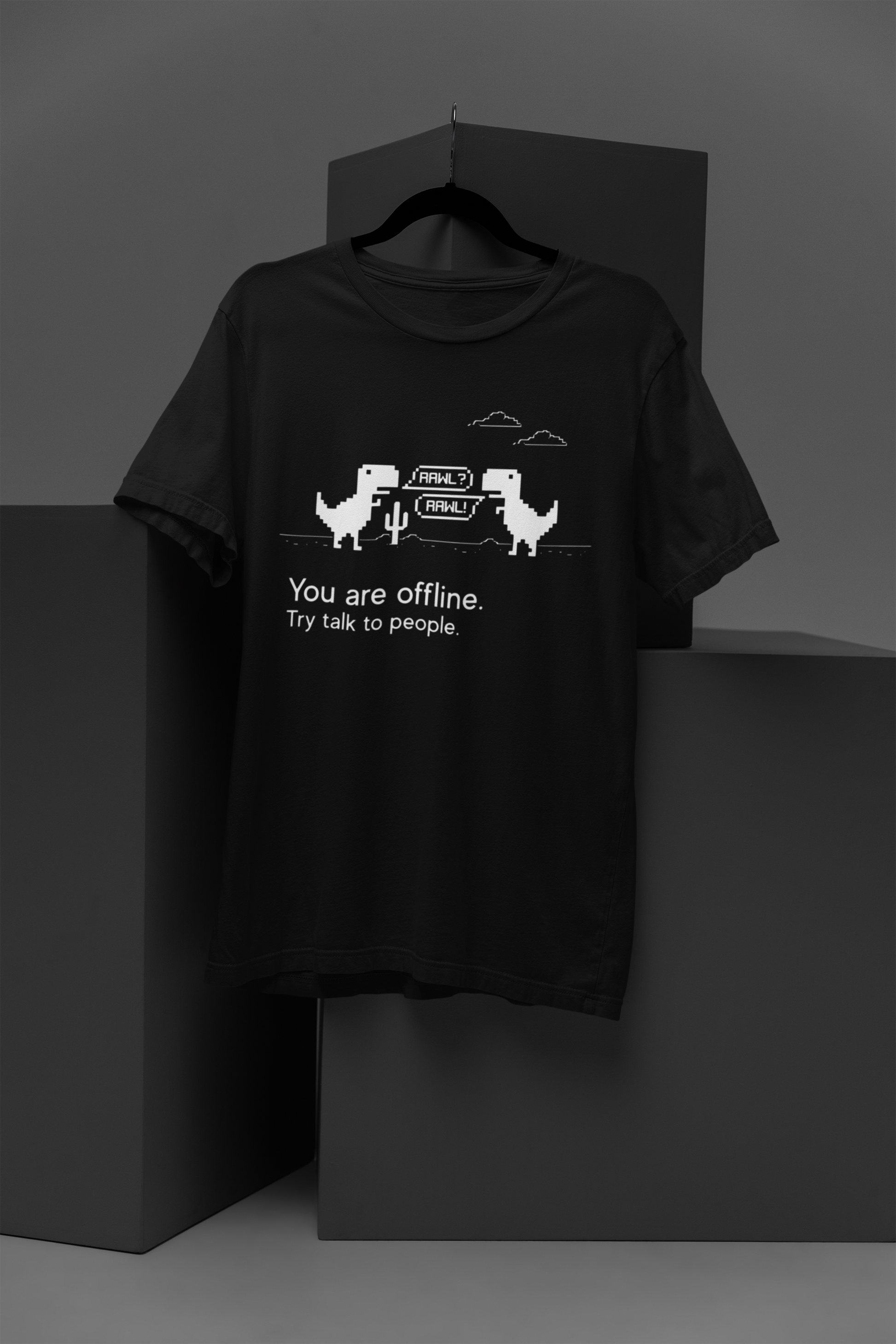 FOMO Fashions You Are Offline T Shirt black tee with humorous "You Are Offline" text message style print