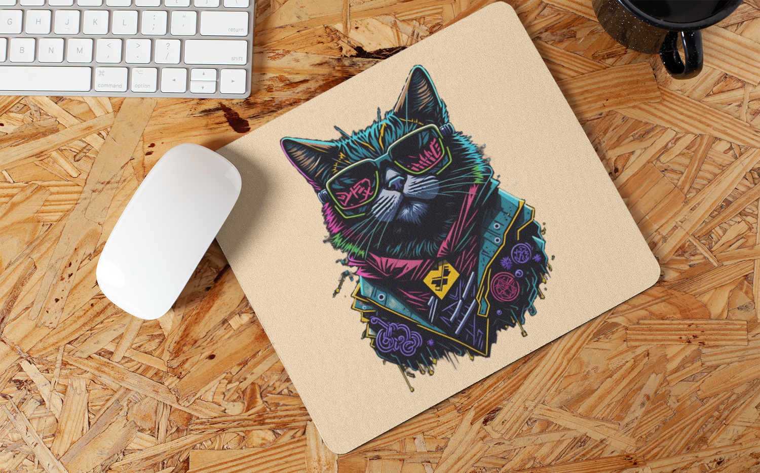 FOMO Fashions black mouse pad with minimalist design and stitched edges