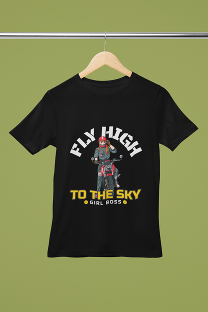Unisex Fly High Graphic Printed Round Neck Cotton T Shirt