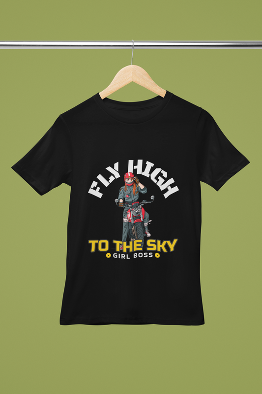 Unisex Fly High Graphic Printed Round Neck Cotton T Shirt