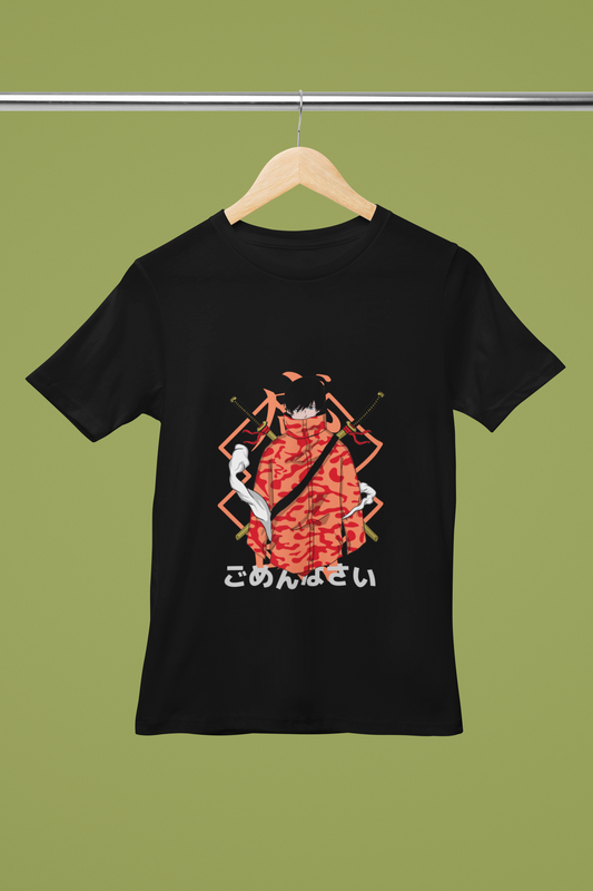 Unisex Modern Samurai Graphic Printed Round Neck Cotton T Shirt