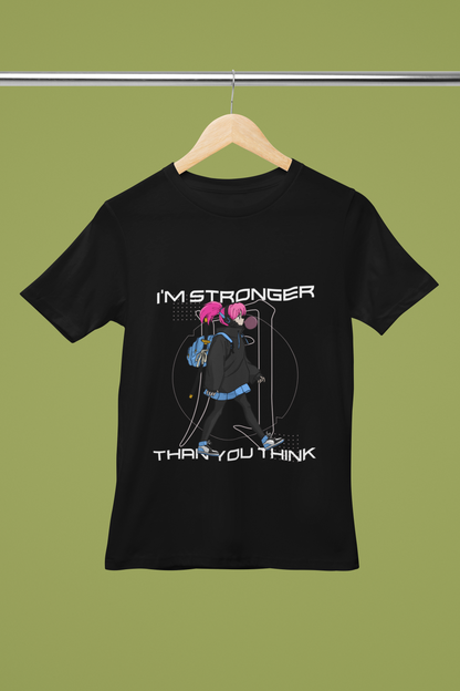 FOMO Fashions Anime Girl T Shirt close‑up design with female ninja artwork on black tee