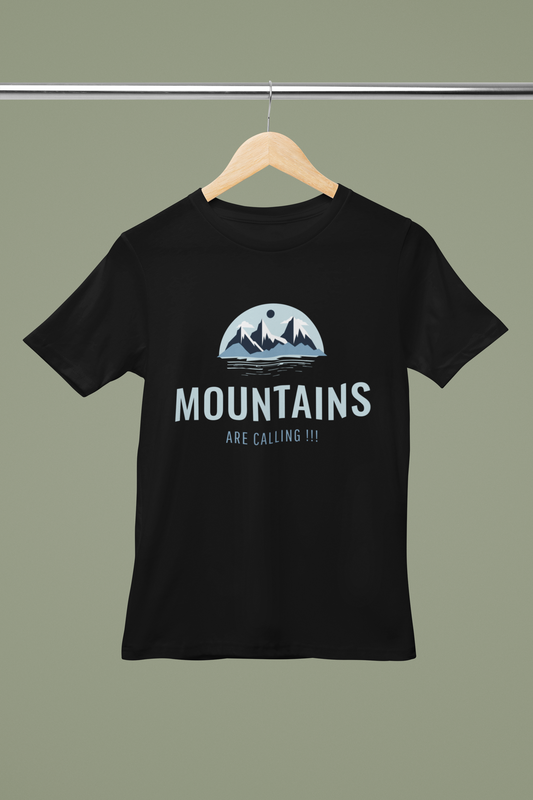 Bella Canvas round-neck T-shirt mockup hanging on wooden hanger, alternate view