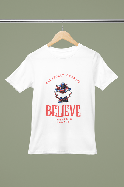 Unisex Believe Retro Graphic Printed Round Neck Cotton T Shirt