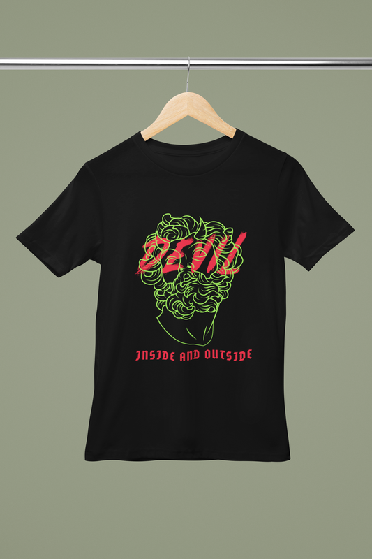 Unisex Devil Inside Graphic Printed Round Neck Cotton T Shirt
