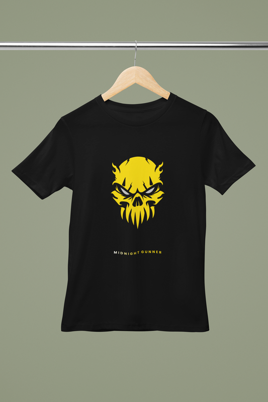 Bella Canvas round-neck T-shirt mockup on wooden hanger