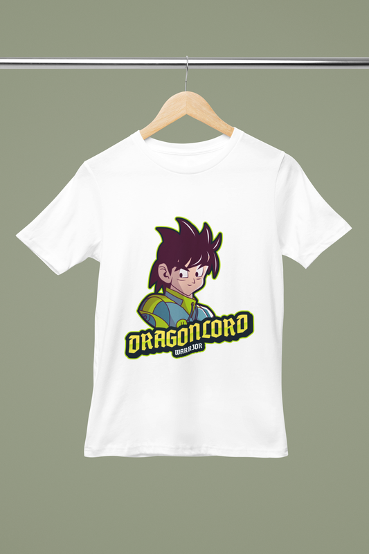 FOMO Fashions Lord Goku T Shirt hanger mockup featuring dragon-patterned cotton tee