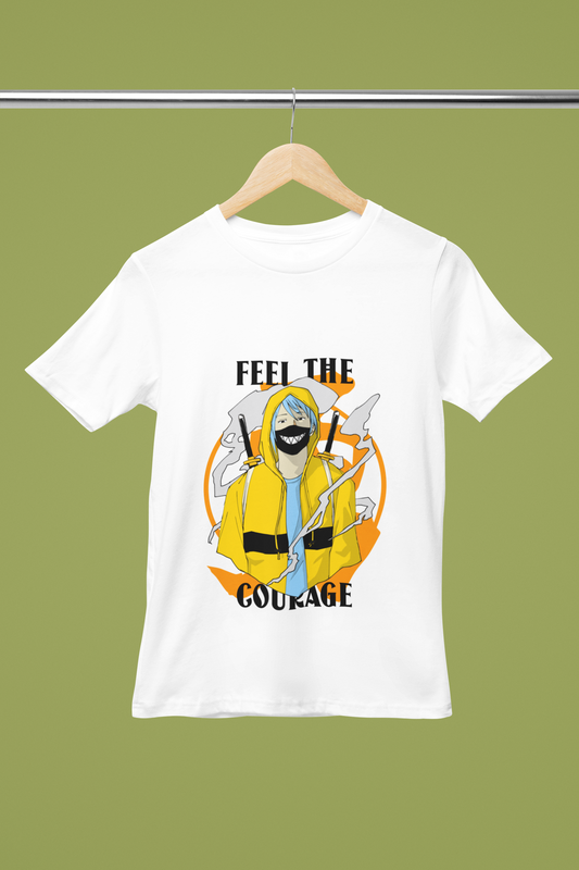 Unisex Feel the Courage Graphic Printed Round Neck Cotton T Shirt