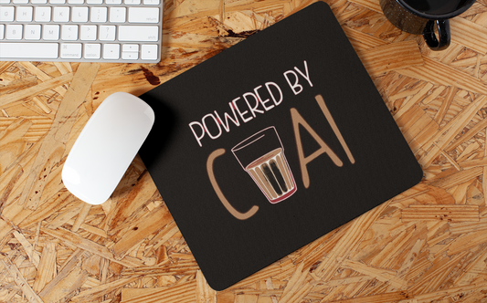 Powered by chai black mouse pad