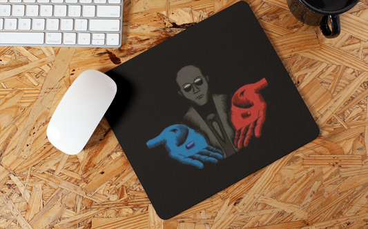 Red blue pill guy mouse pad