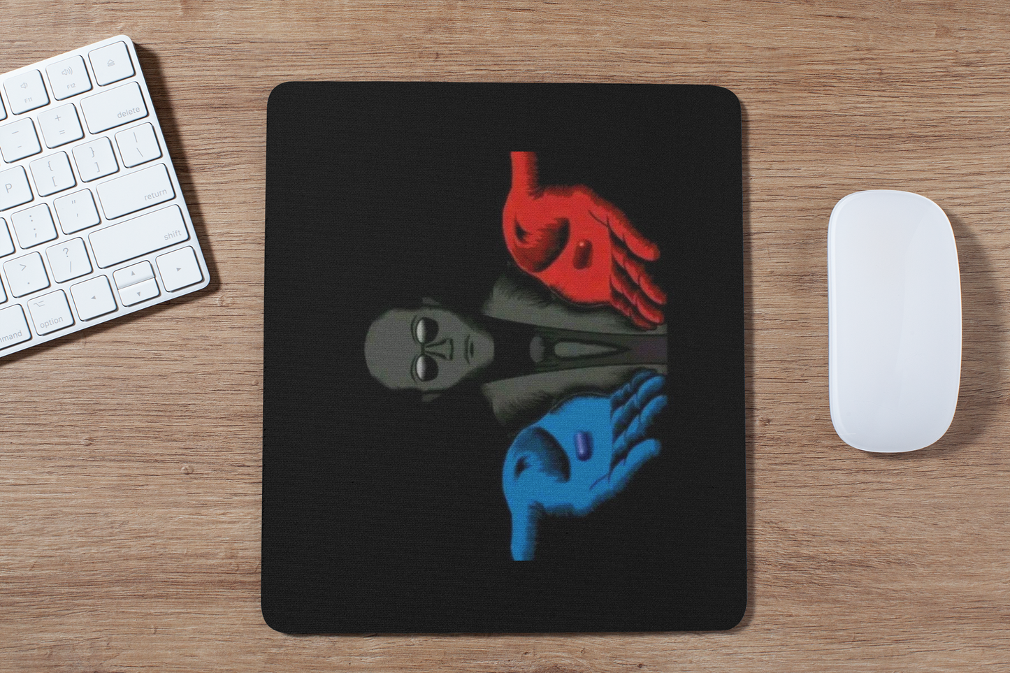 Red blue pill guy mouse pad