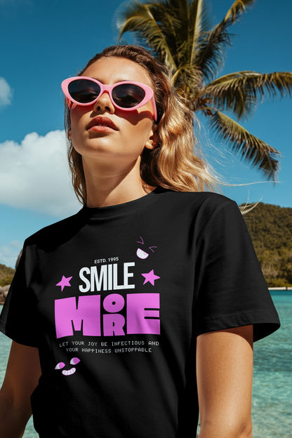 Smile More Graphic Tee Round Neck Cotton
