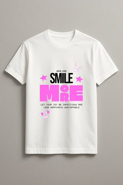Smile More Graphic Tee Round Neck Cotton