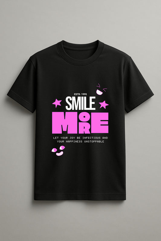 Smile More Graphic Tee Round Neck Cotton