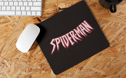 Spideman text mouse pad