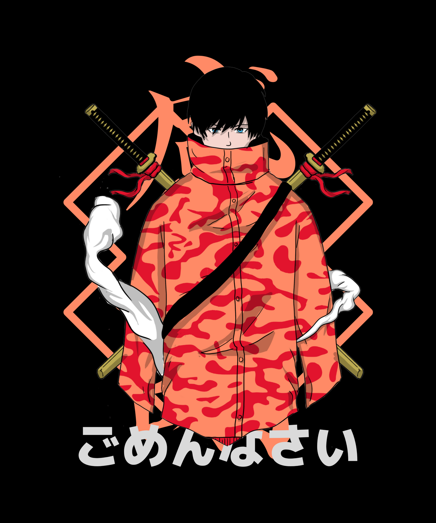 Unisex Modern Samurai Graphic Printed Round Neck Cotton T Shirt