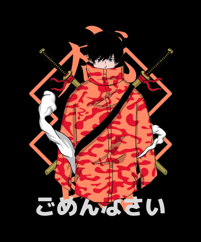 Unisex Modern Samurai Graphic Printed Round Neck Cotton T Shirt